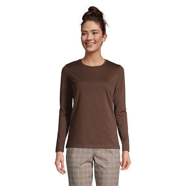 Petite Lands End Relaxed-Fit Supima Cotton Crewneck Tee, Womens Rich Brown Product Image