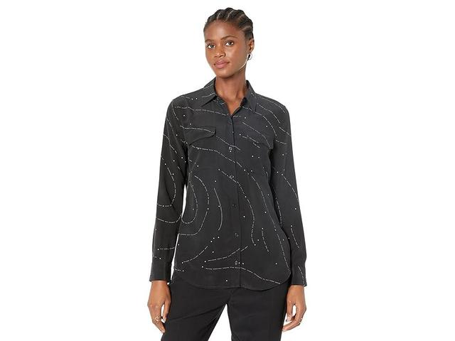 EQUIPMENT Signature Printed Blouse (True Black/Nature ) Women's Clothing Product Image