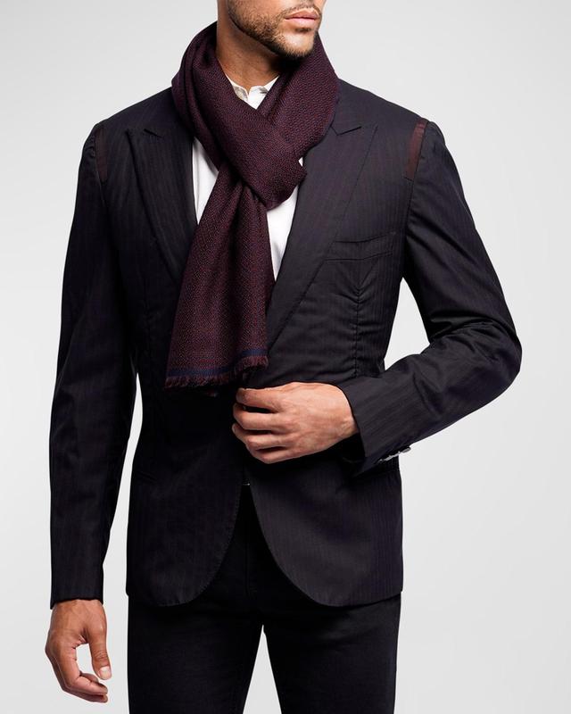 Mens Merino Wool Geometric Jacquard Scarf Product Image