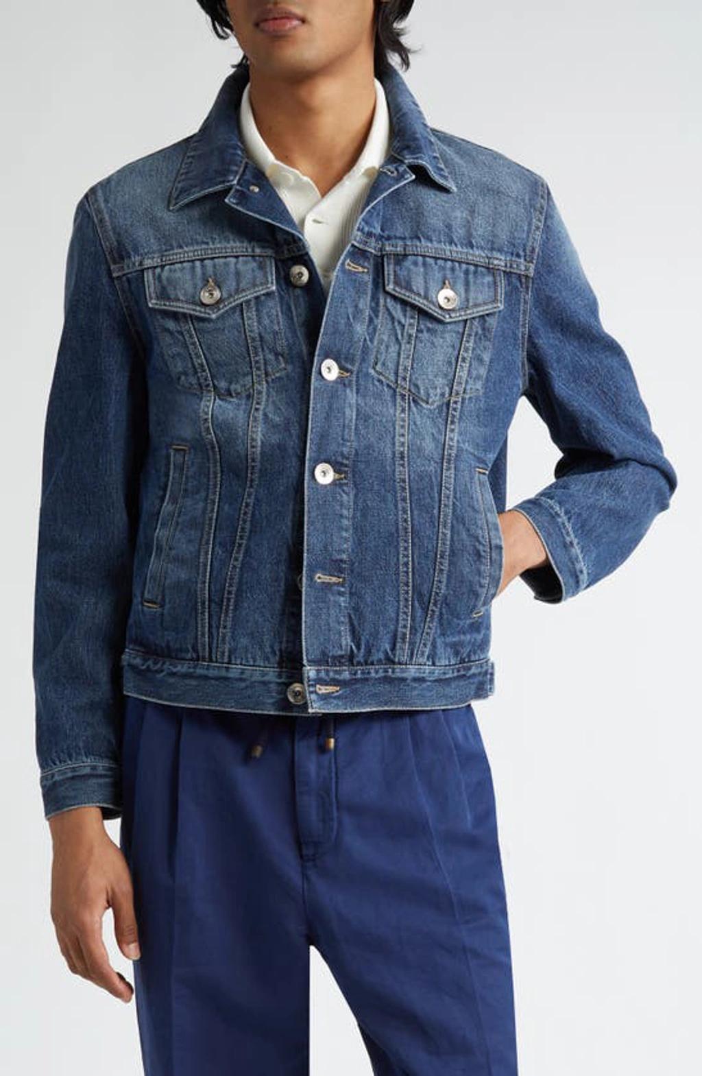 BRUNELLO CUCINELLI Denim Trucker Jacket In Dark Denim Product Image