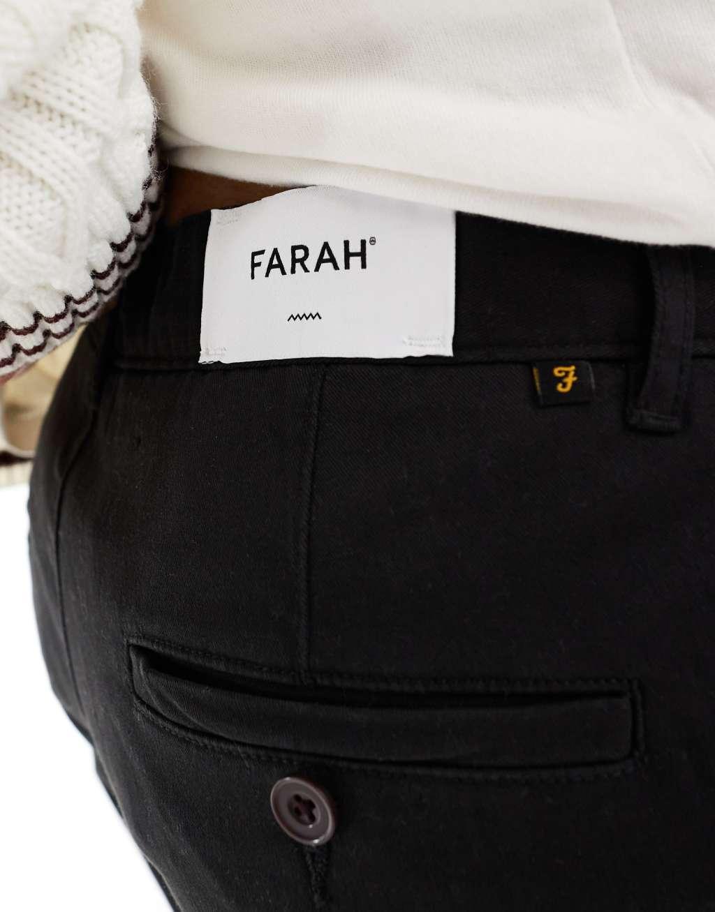 Farah Elm slim fit twill chino pants in black Product Image