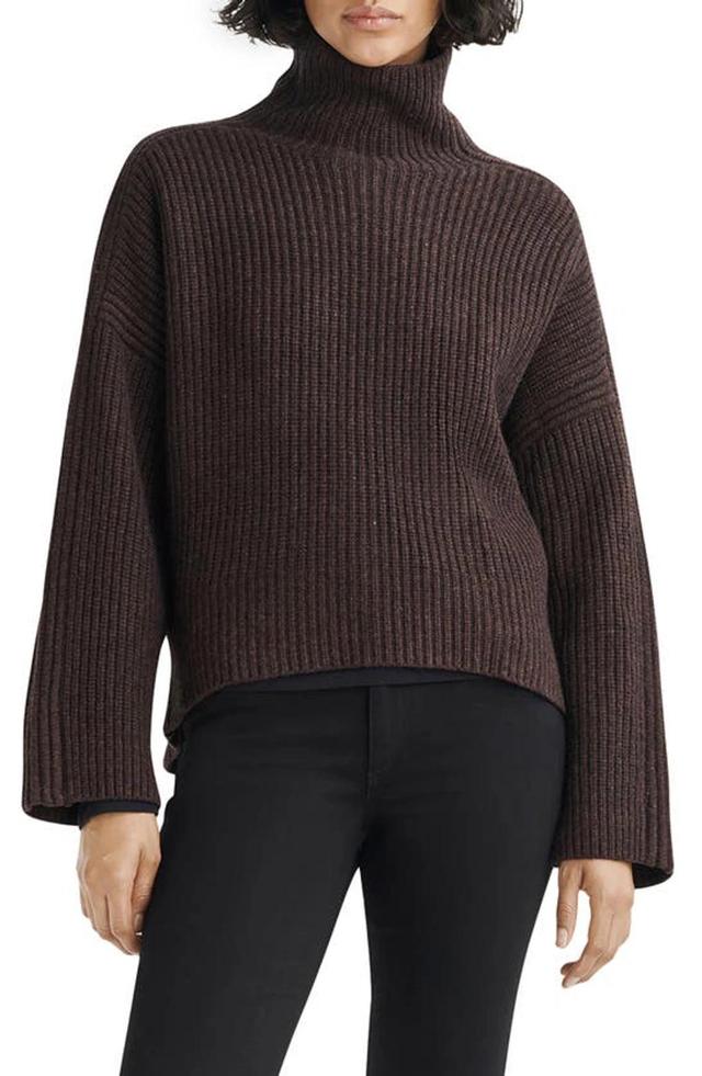 RAG & BONE Connie Ribbed Turtleneck Sweater In Dark Brown Product Image