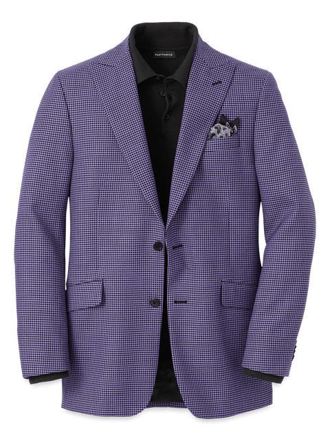 Wool Houndstooth Single Breasted Peak Lapel Sport Coat - Purple Product Image