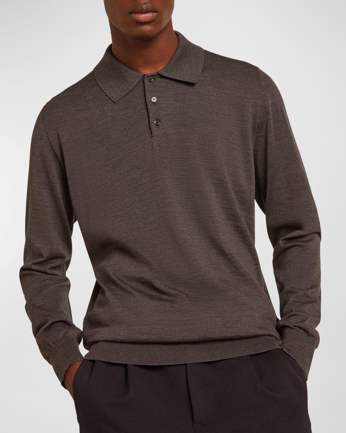 Mens Wool Knit Polo Shirt Product Image