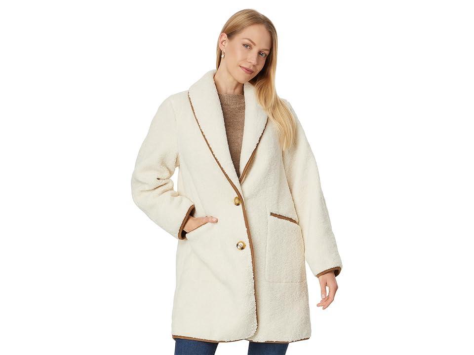 Lauren Ralph Lauren Sherpa W Trim 2 Bttn (Cream) Women's Coat product image