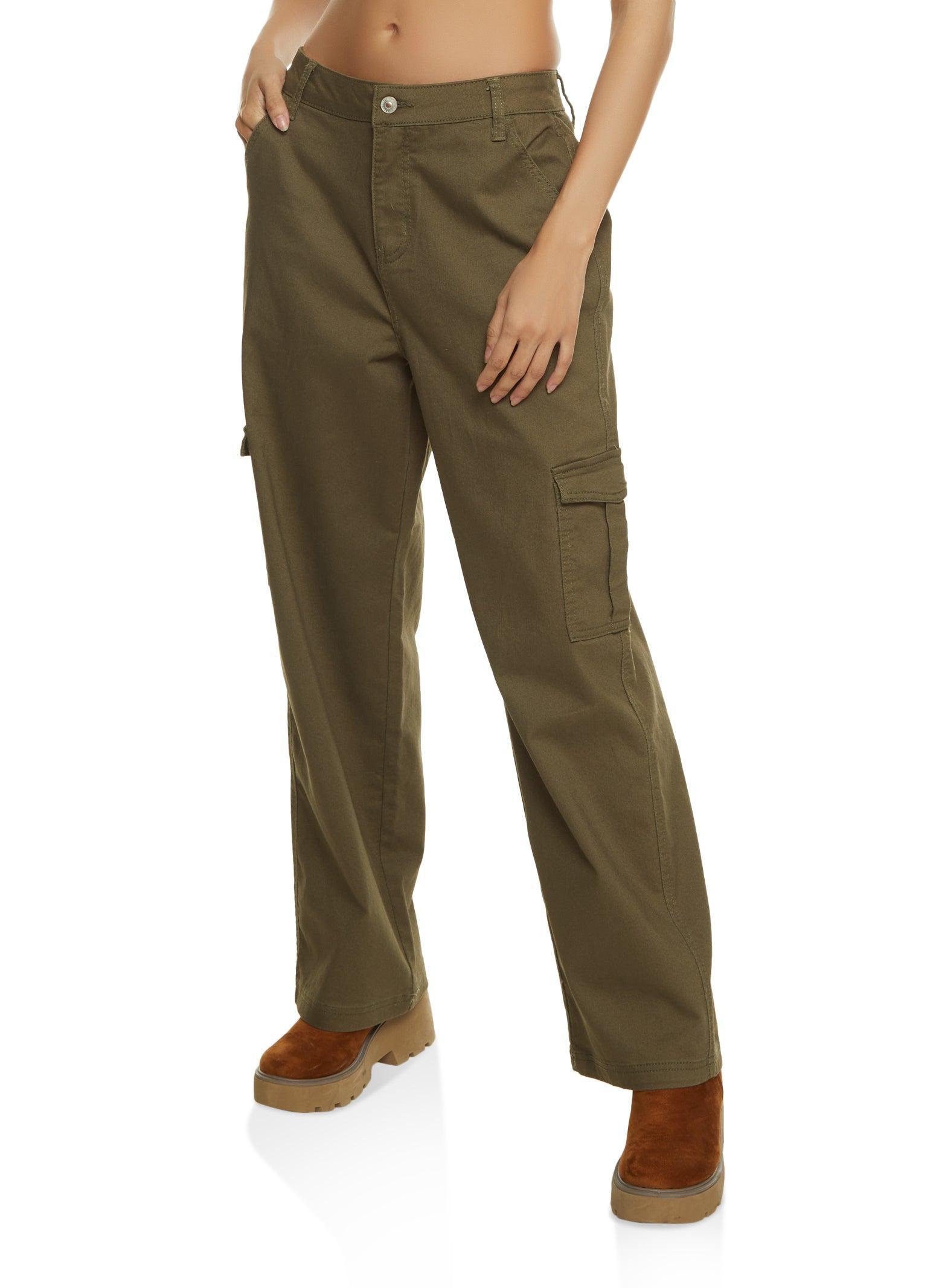 Womens Twill Wide Leg Cargo Pants Product Image