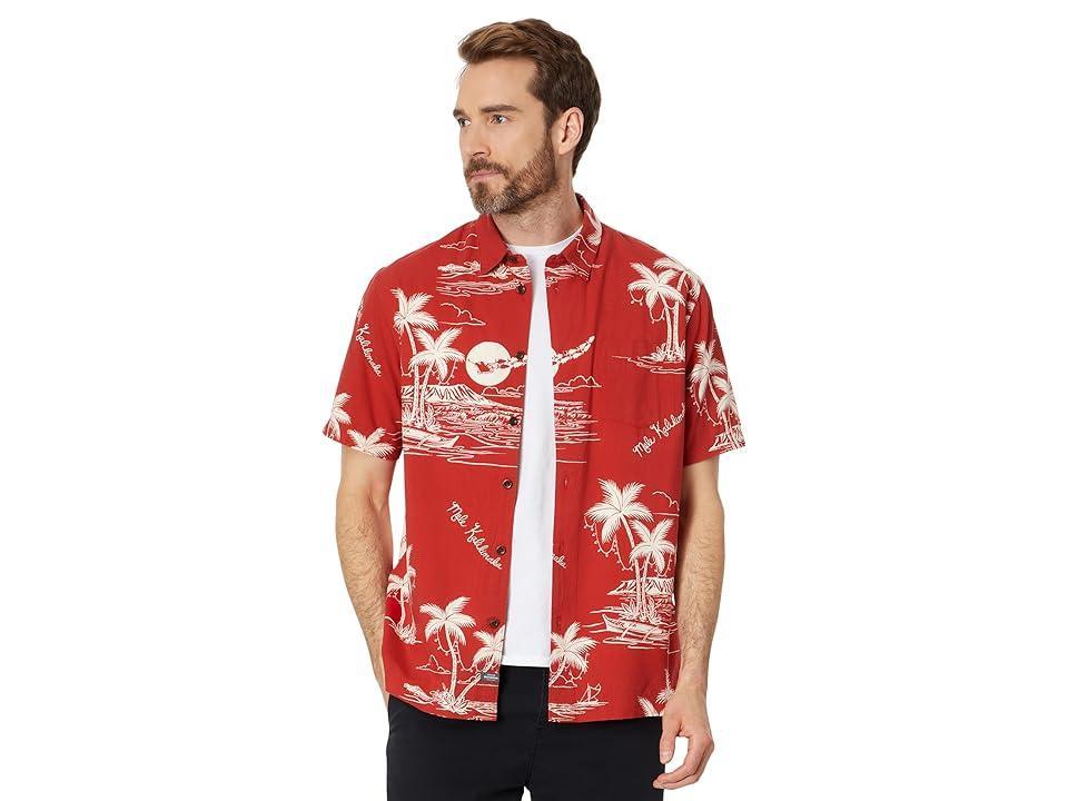 Quiksilver Waterman Ahi Holiday Short Sleeve Woven (Ahi Holiday Aura Orange) Men's Clothing Product Image