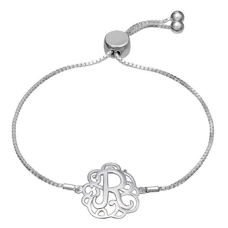 PRIMROSE Sterling Silver Monogram Initial Adjustable Bracelet, Womens, Sterling O Product Image