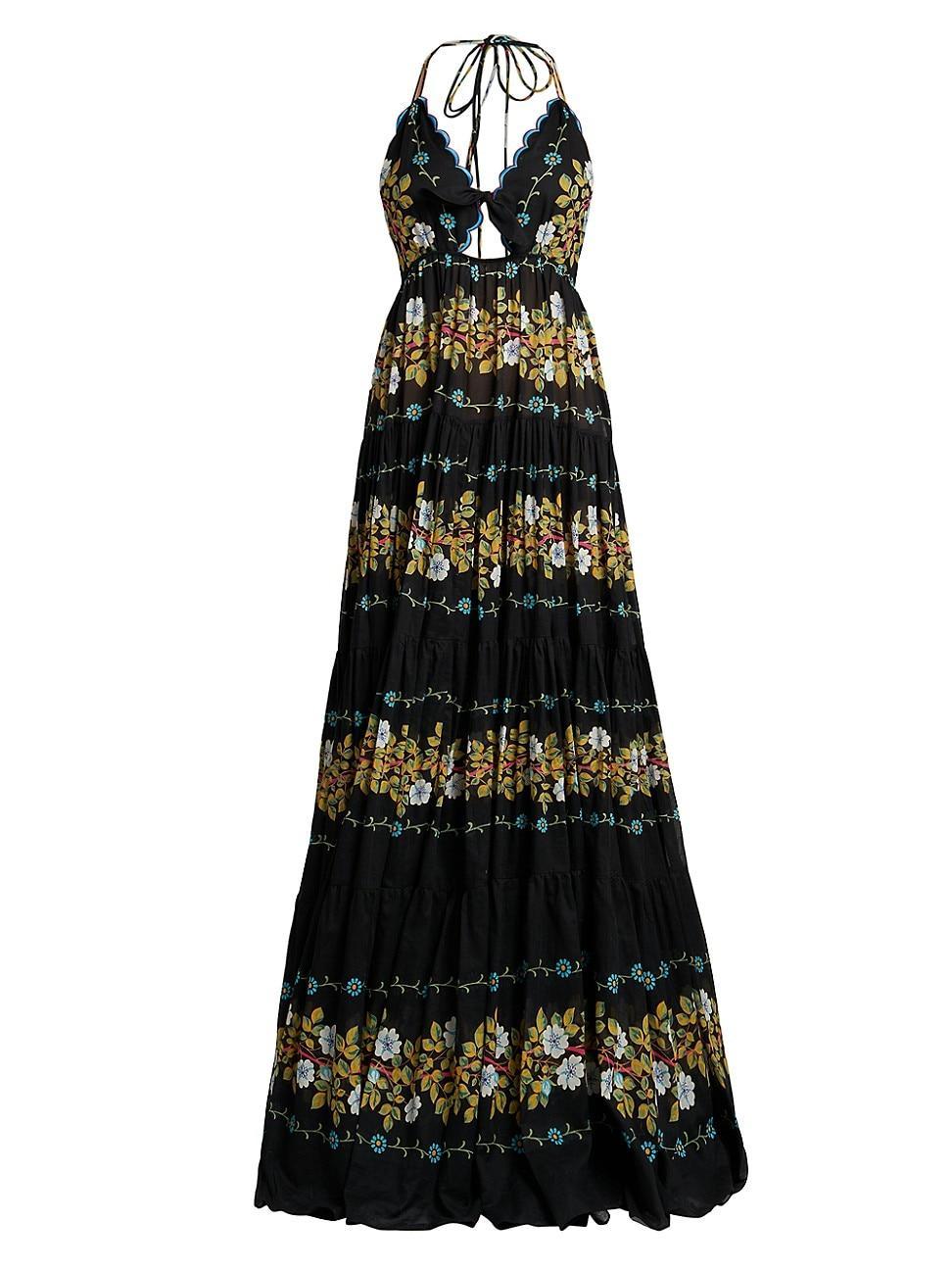 Womens Cotton Floral Tiered Gown Product Image