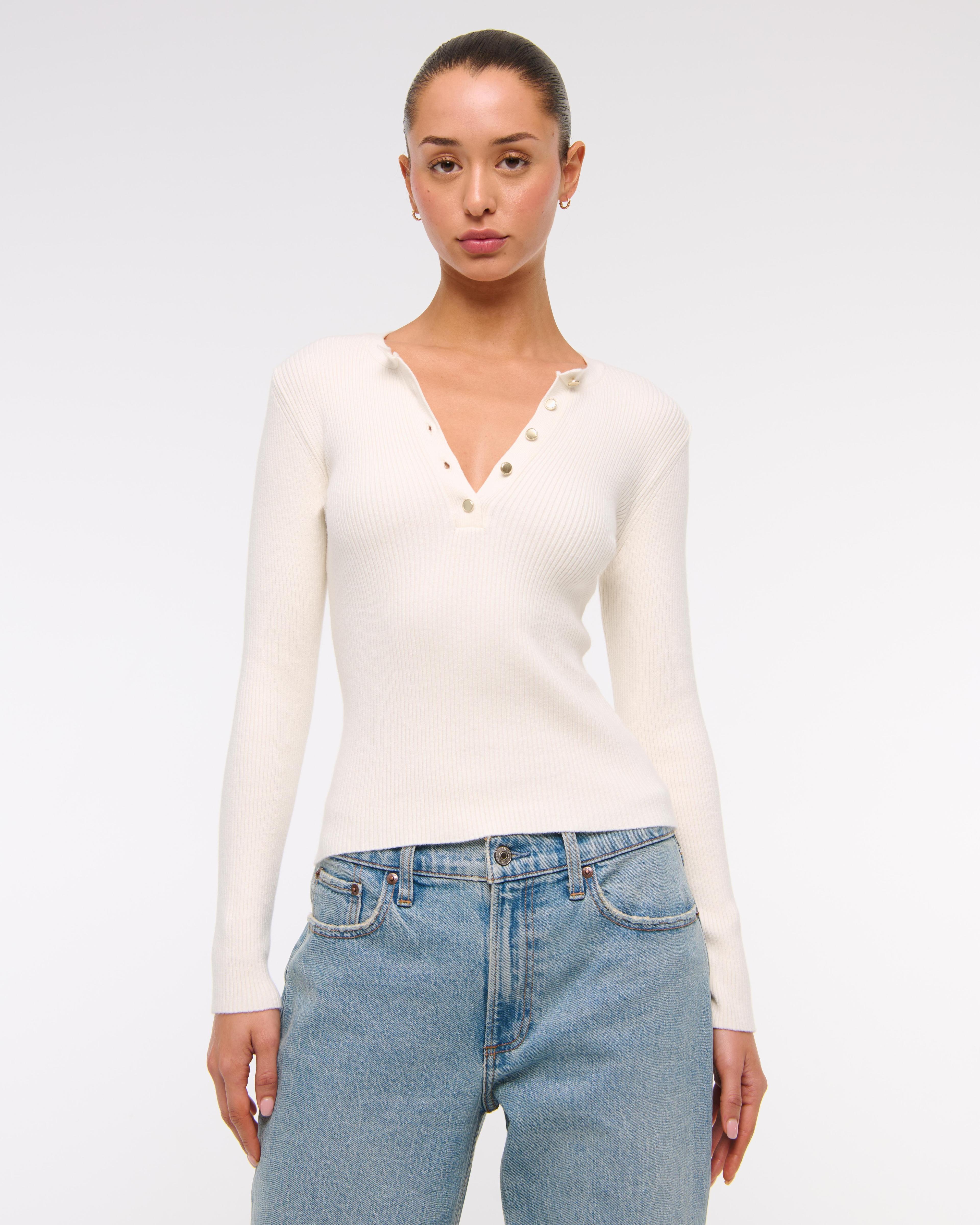 Slim Henley Sweater Top Product Image