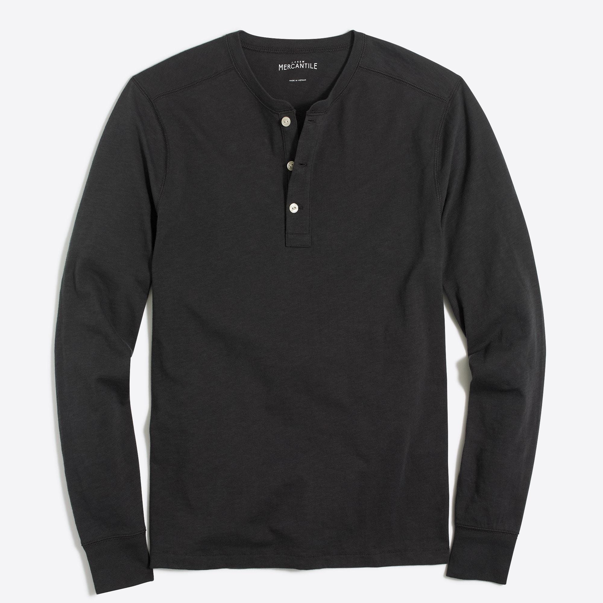 Long-sleeve henley in slub cotton Product Image