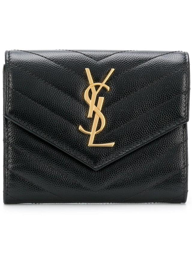 SAINT LAURENT Monogramme Quilted Textured-leather Wallet In Black Product Image