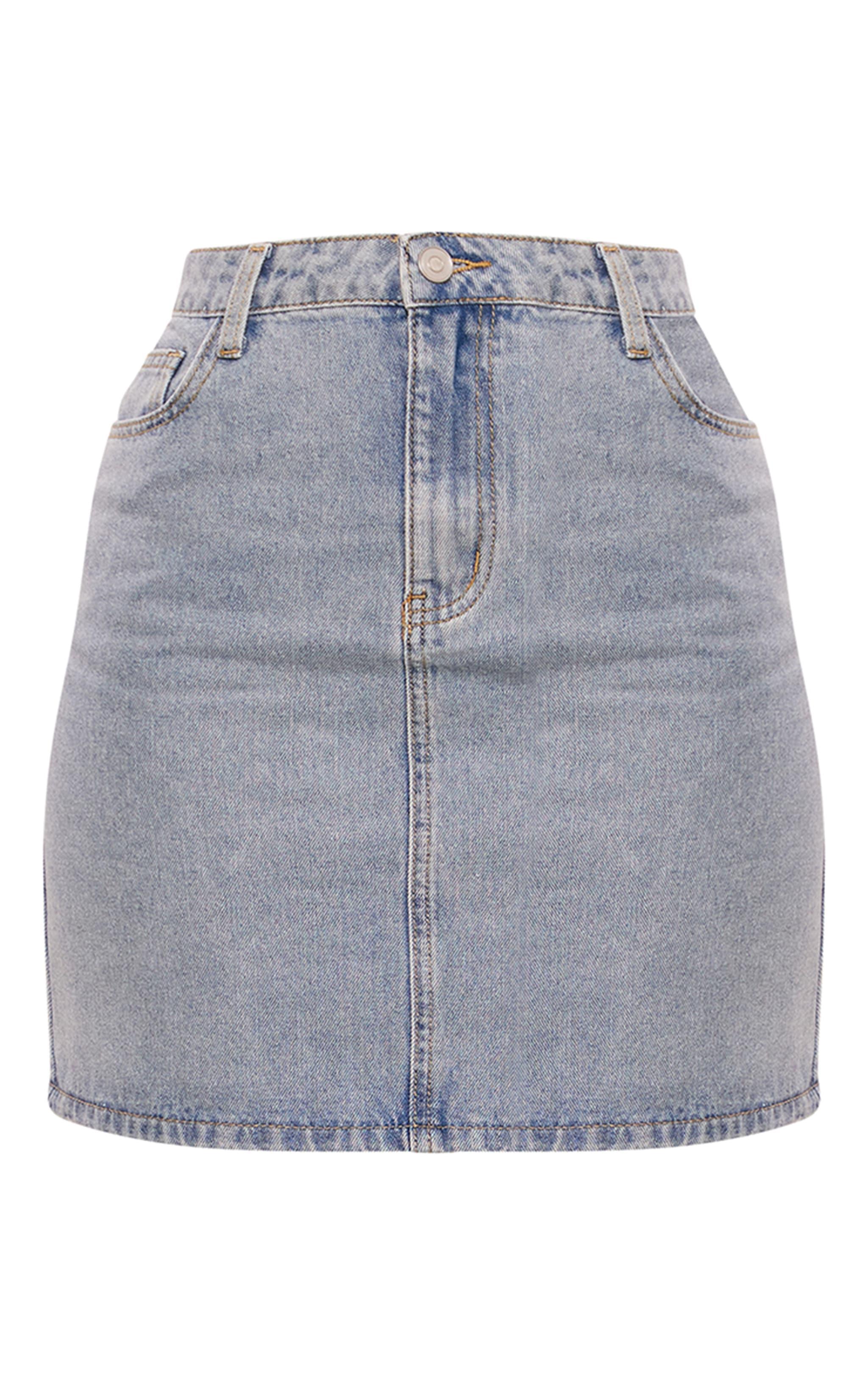 Tall Vintage Wash Mid Rise Denim Mini Skirt Product Image