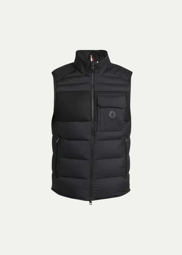 MONCLER Men's Tonal Paneled Down Vest In Black Product Image