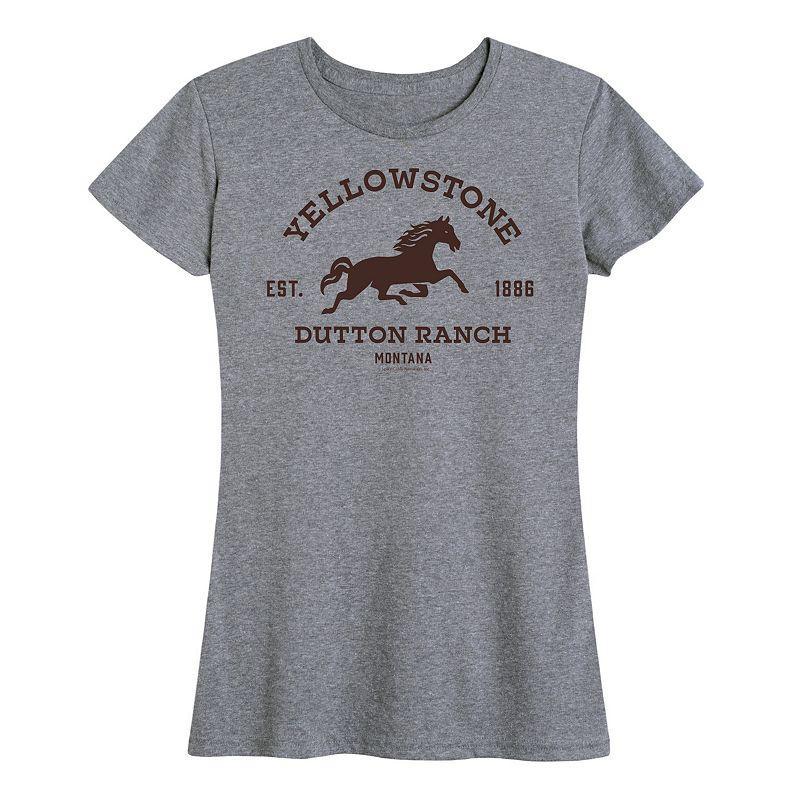 Womens Yellowstone Est. 1886 Horse Logo Graphic Tee Grey Gray Product Image