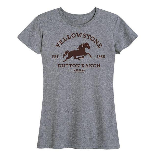 Womens Yellowstone Est. 1886 Horse Logo Graphic Tee Grey Gray Product Image