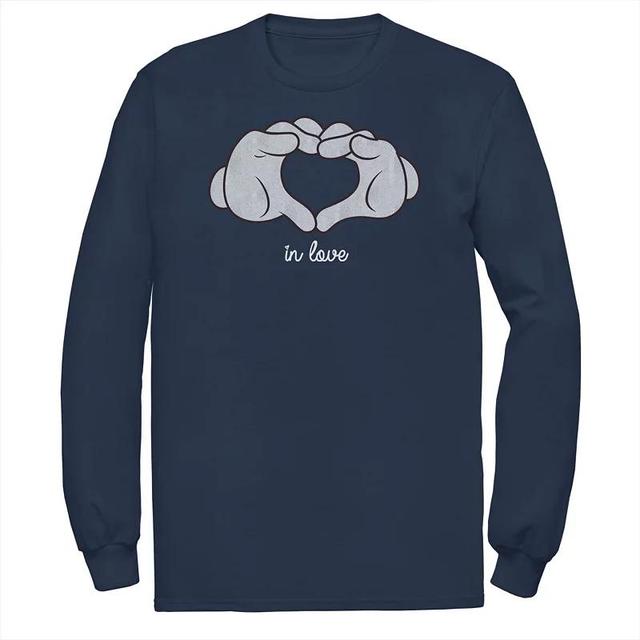 Mens Disney Mickey Mouse Heart Hands In Love Tee Blue Product Image