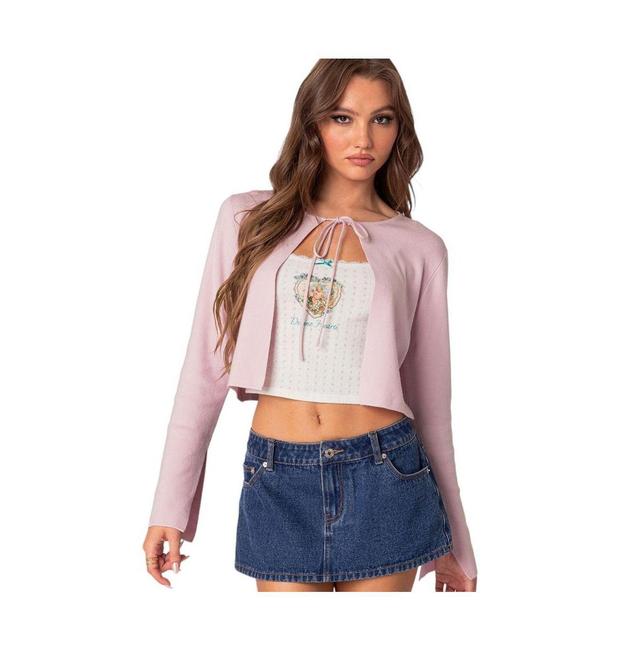 EDIKTED Londyn Tie Front Crop Cardigan Product Image