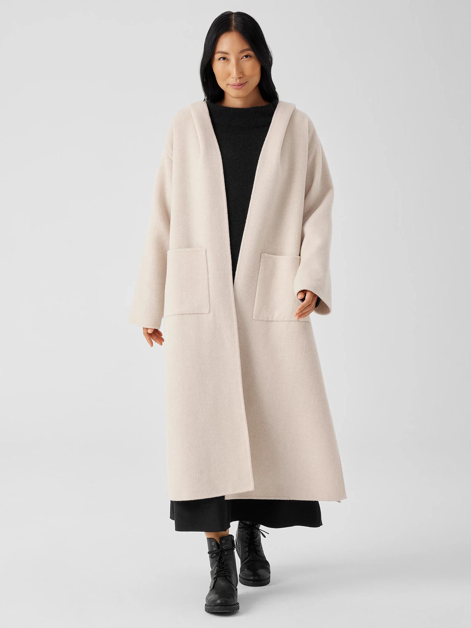 EILEEN FISHER Doubleface Wool Cloud Hooded Coatfemale Product Image