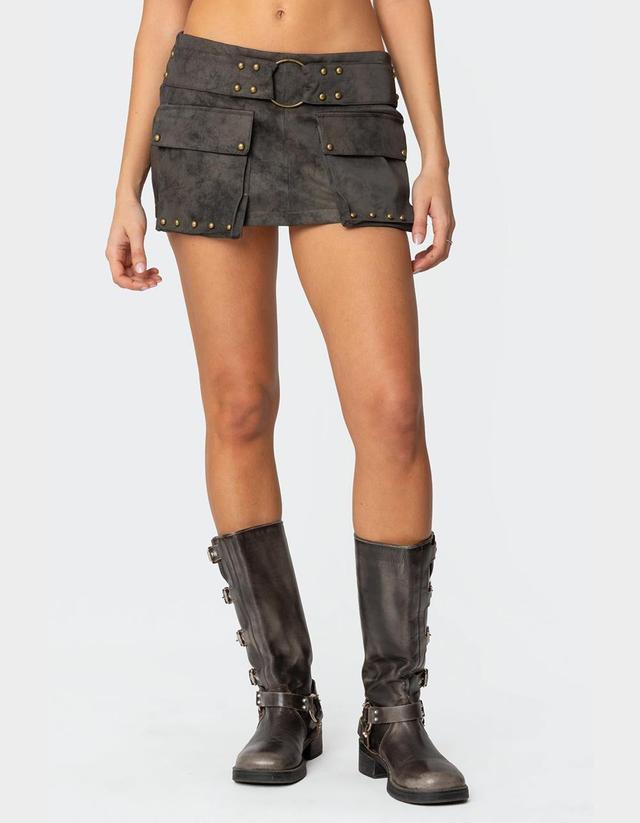 EDIKTED Marge Studded Faux Leather Mini Skort Product Image