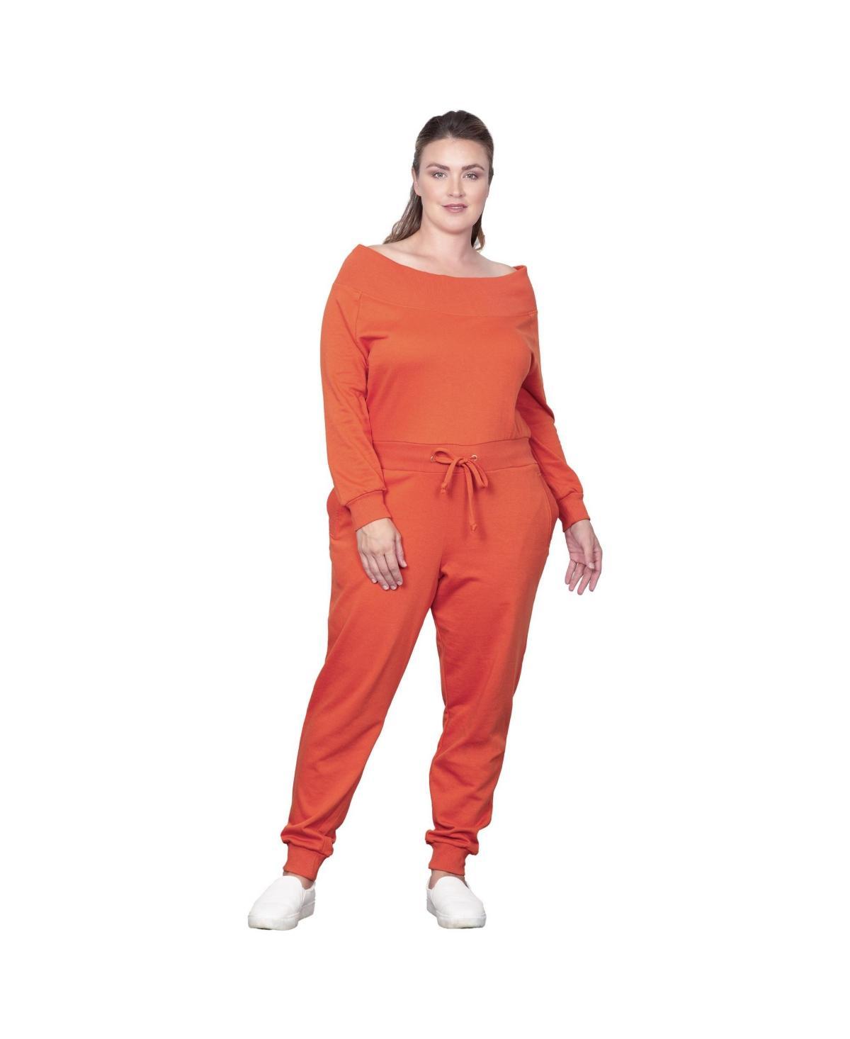 Womens Plus Size Curvy Fit Off-Shoulder Lounge Jumpsuit Product Image