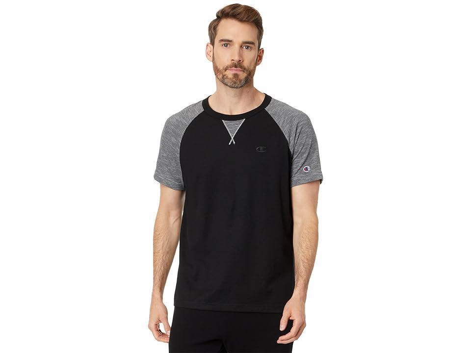 Mens Champion Raglan Stripe Tee Black Product Image