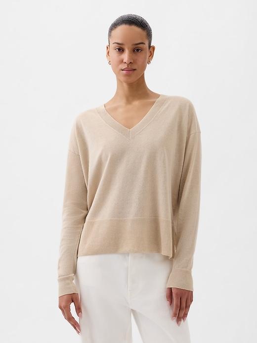 24/7 Split-Hem Linen-Blend Sweater Product Image