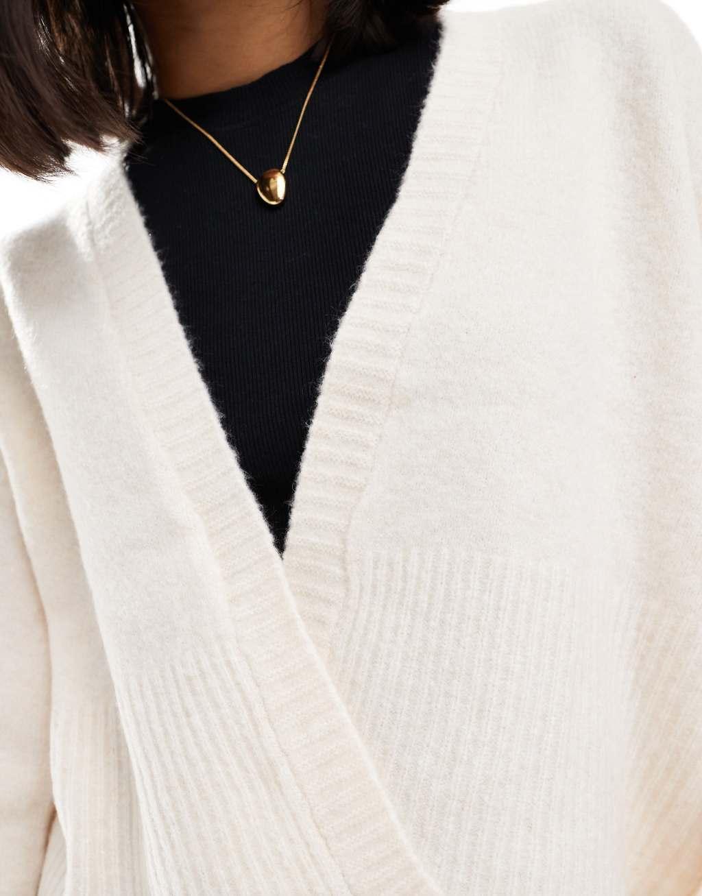 ASOS DESIGN edge to edge cardigan in cream Product Image