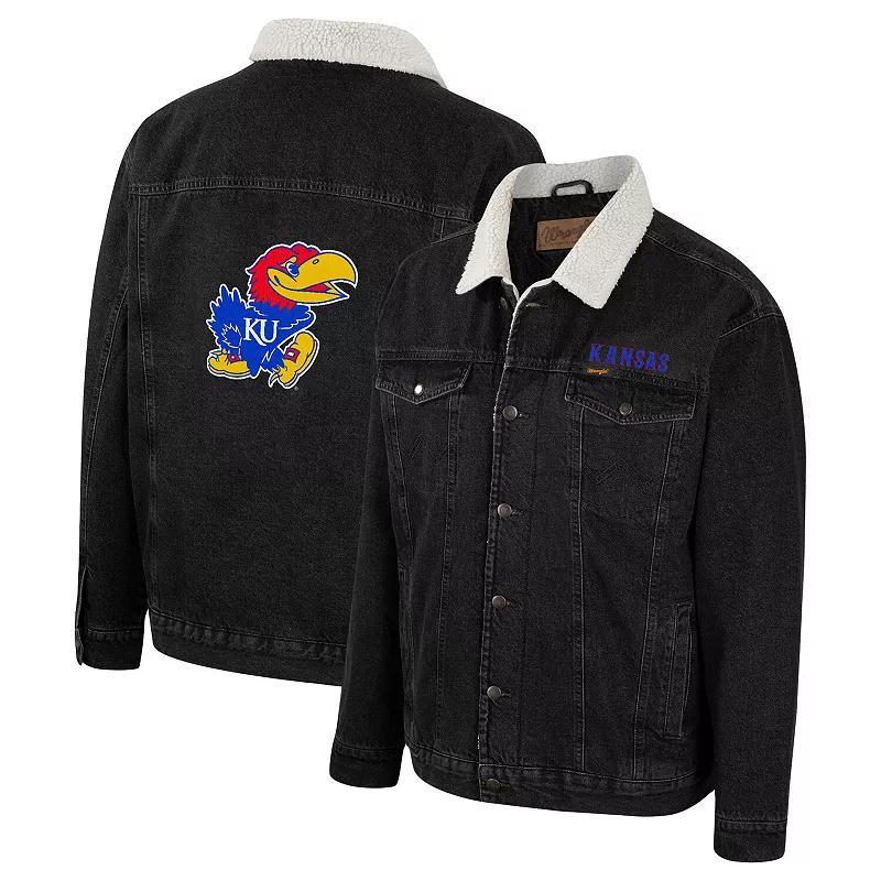 Mens Colosseum x Wrangler Charcoal Kansas Jayhawks Western Button-Up Denim Jacket Product Image