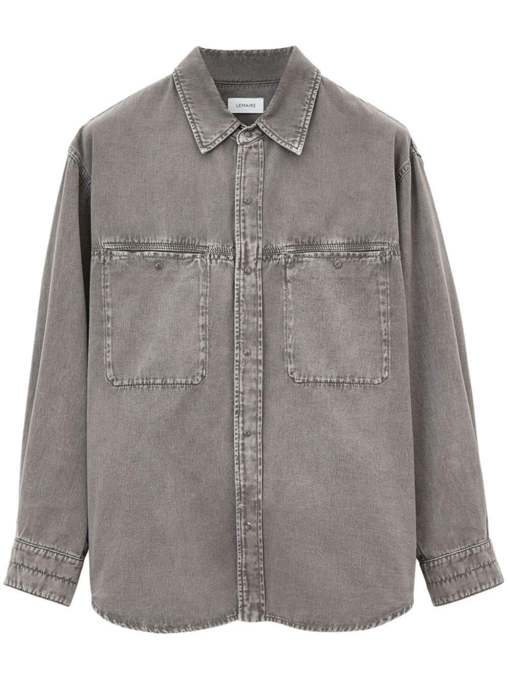 Long-sleeve Denim Shirt In Green Product Image