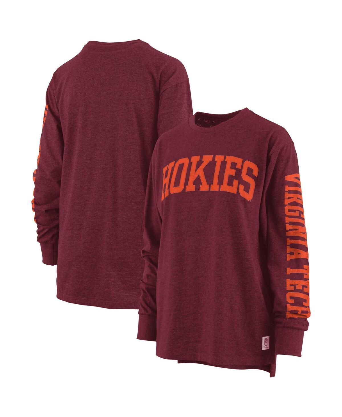 Womens Pressbox Heathered Maroon Virginia Tech Hokies Two-Hit Canyon Long Sleeve T-Shirt Product Image