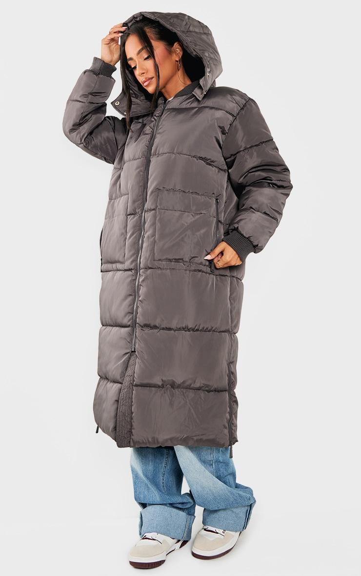 Petite Charcoal Long Puffer Coat Product Image