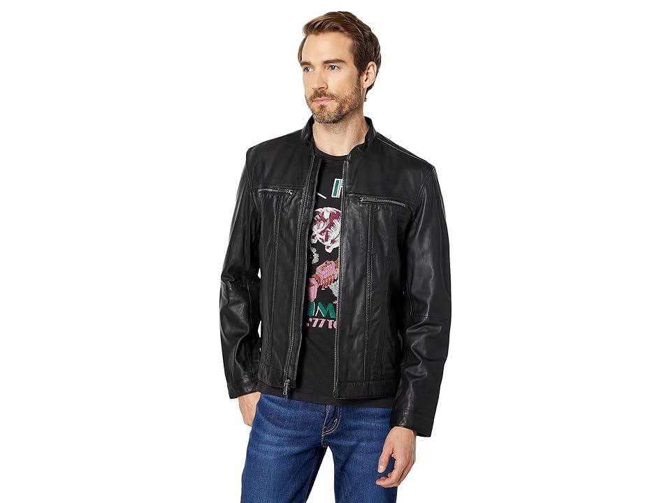 Mens Zip-Front Leather Jacket Product Image