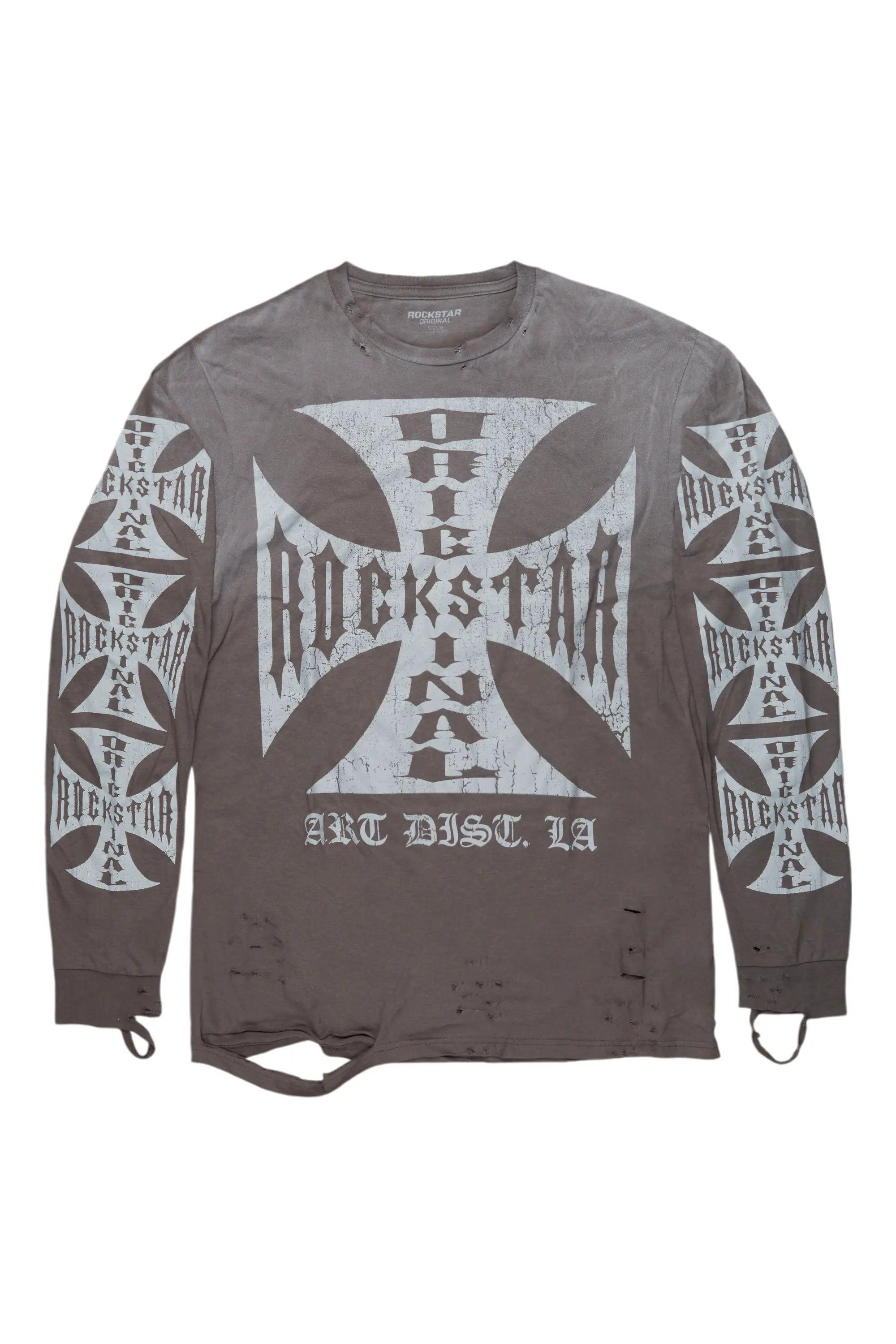 Udell Charcoal Long Sleeve Graphic T-Shirt Male Product Image