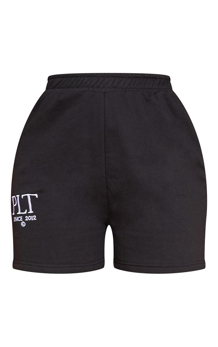 PRETTYLITTLETHING Black Established Graphic Sweat Shorts Product Image