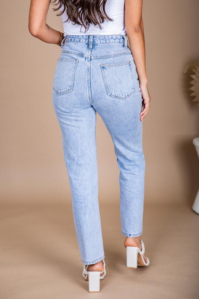 Megan Light Wash Straight Leg Mom Jeans Product Image