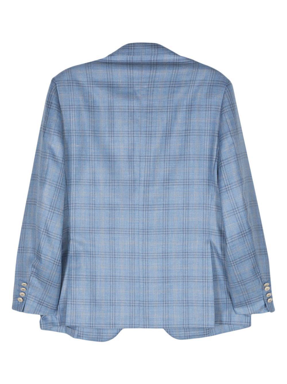 CANALI Plaid Single-breasted Blazer In Blue Product Image