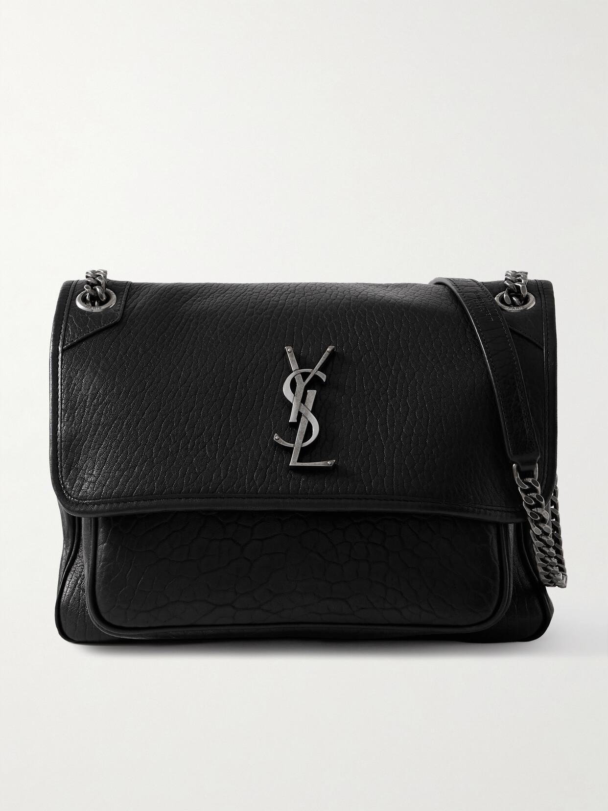 SAINT LAURENT Niki Medium Crinkled-leather Shoulder Bag In Black Product Image