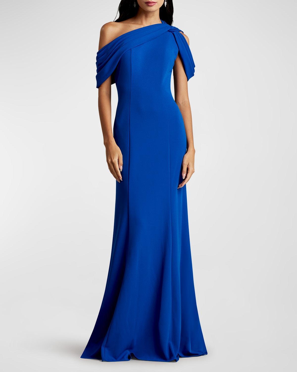 Knotted One-Shoulder Crepe Gown Product Image