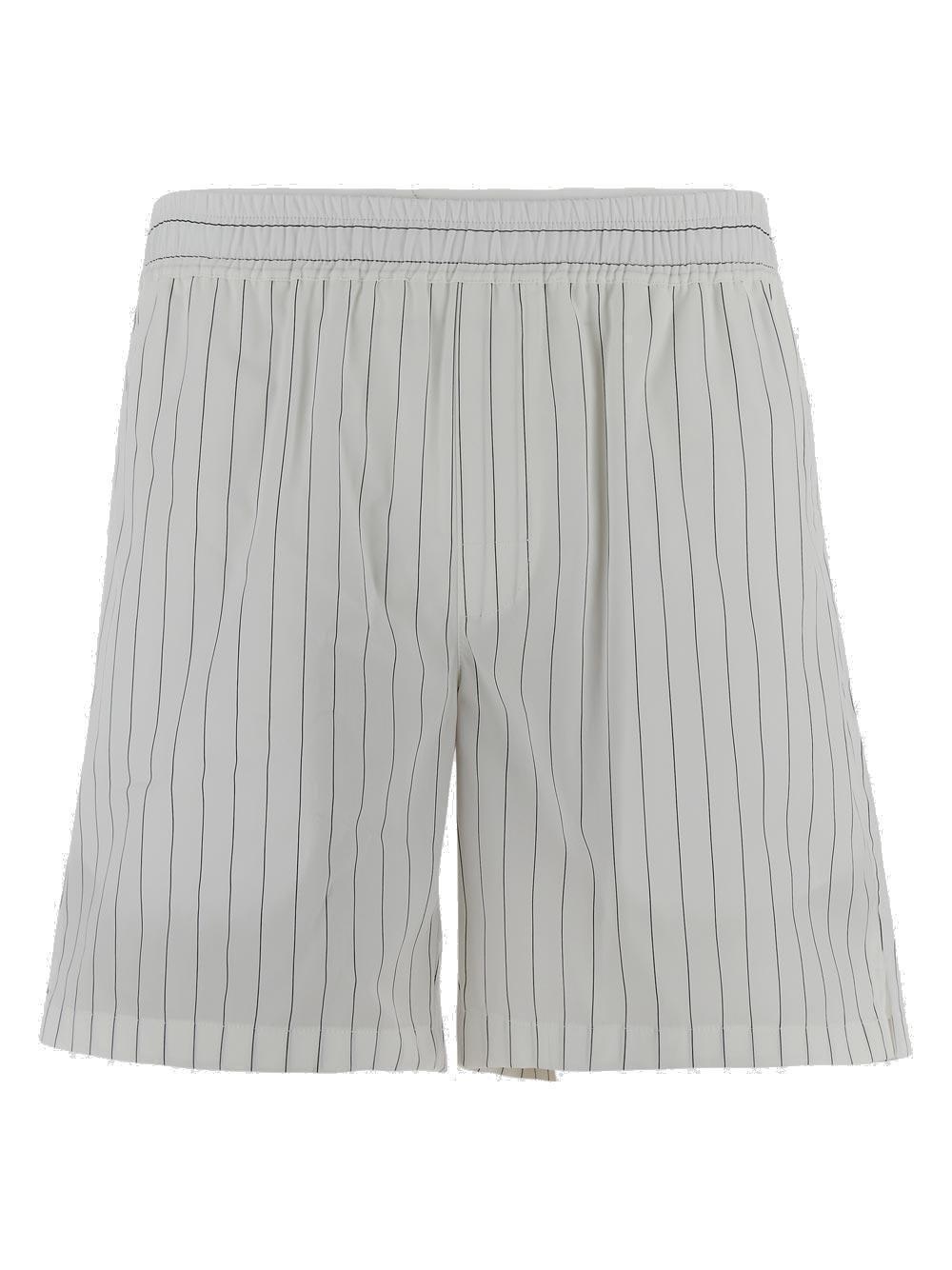 Striped Elastic Waist Poplin Bermuda Shorts In Multi Product Image