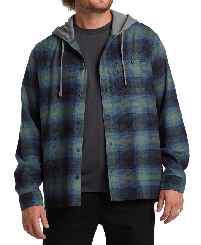 Billabong Mens Baja Long Sleeve Plaid Flannel Button-Front Hoodie Product Image