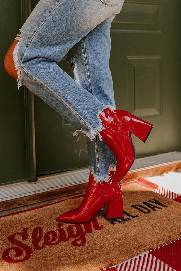 The Rowe Patent Bootie In Red Product Image