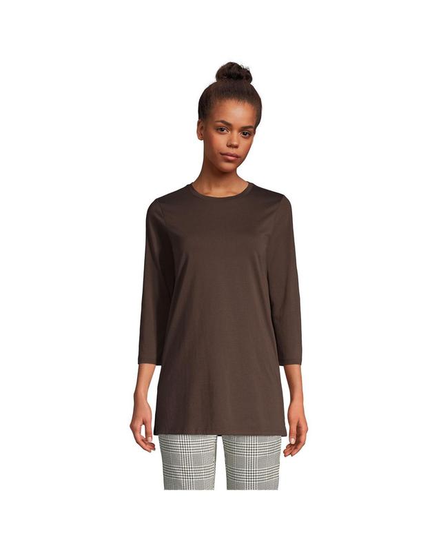 Lands End Womens Petite 3/4 Sleeve Supima Cotton Crewneck Tunic Product Image