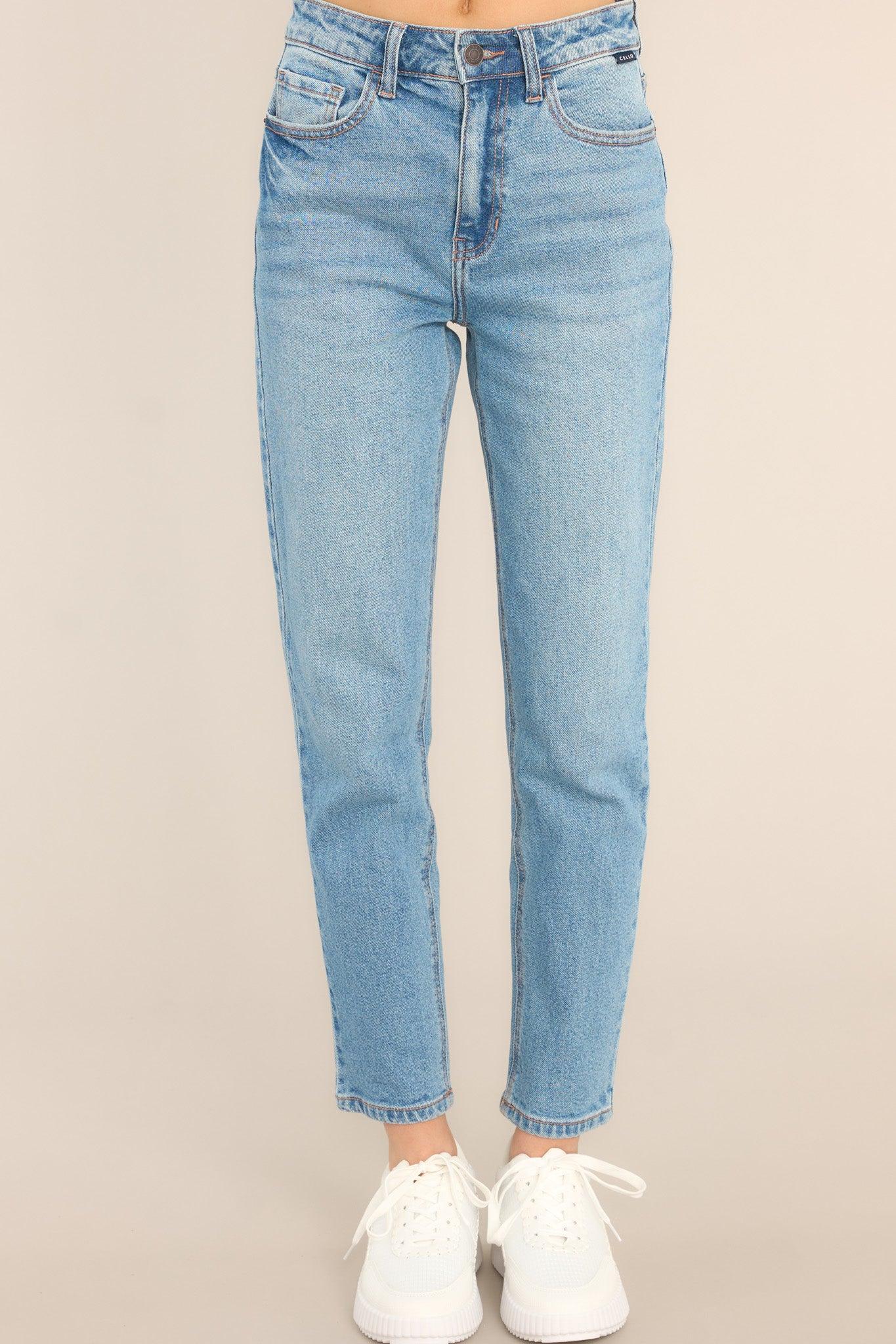 Staple Moment Medium Wash Straight Leg Jeans Blue Product Image