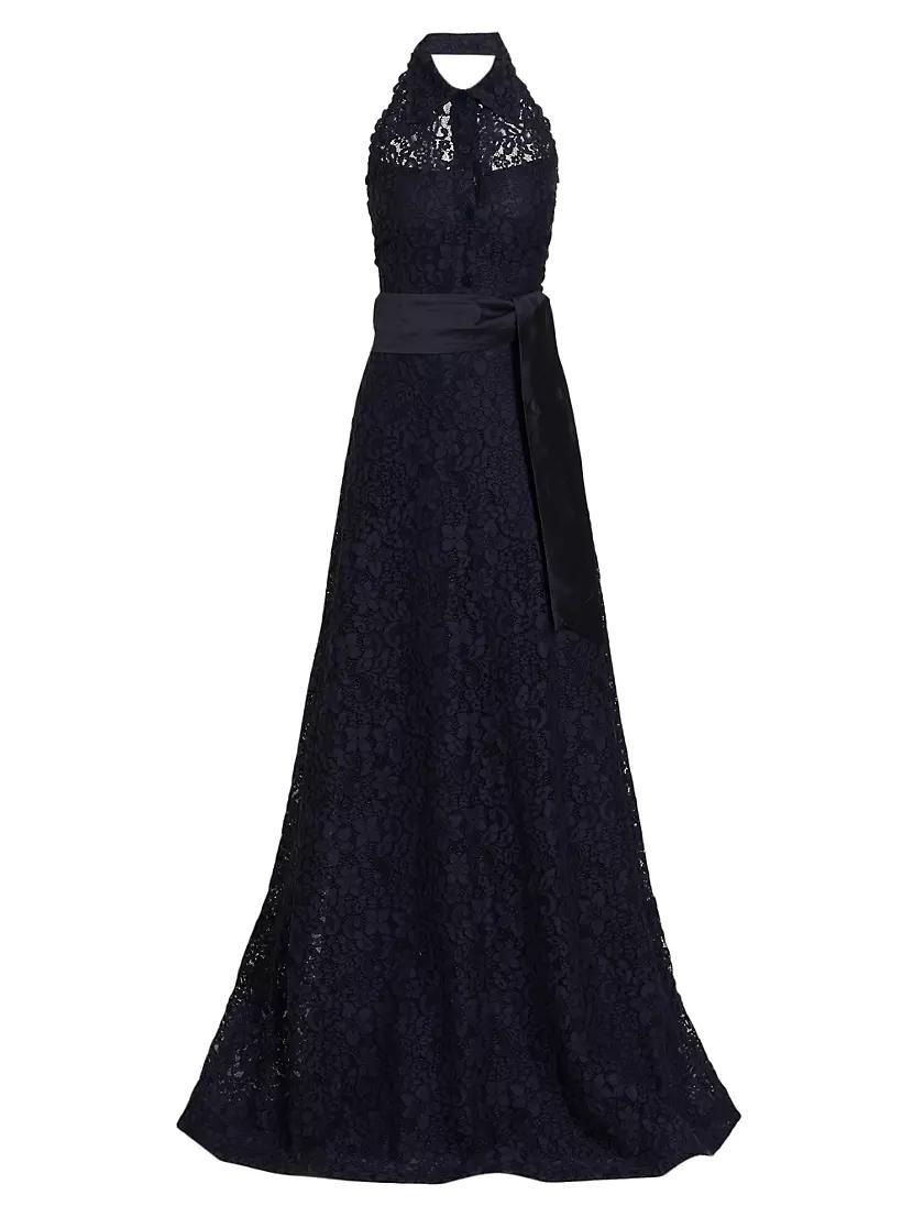 Floral Lace Collared A-Line Gown product image