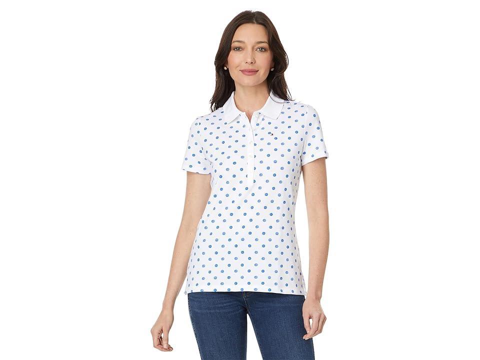 Women's Dot Print Short Sleeve Polo Shirt Product Image