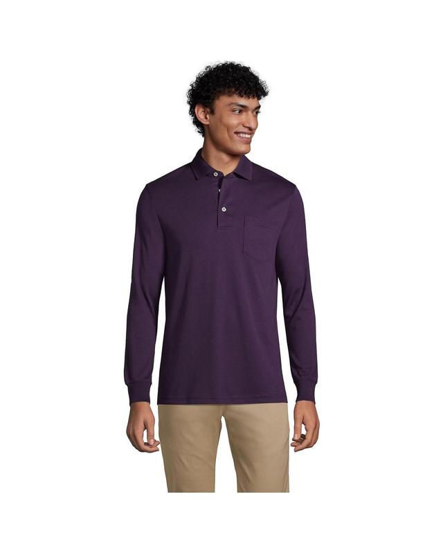 Big & Tall Lands End Super Soft Classic-Fit Supima Pocket Polo, Mens Radiant Blue Product Image