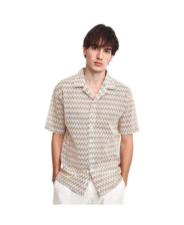 Campus Sutra Mens Pleat-Creased Shirt - Beige Product Image