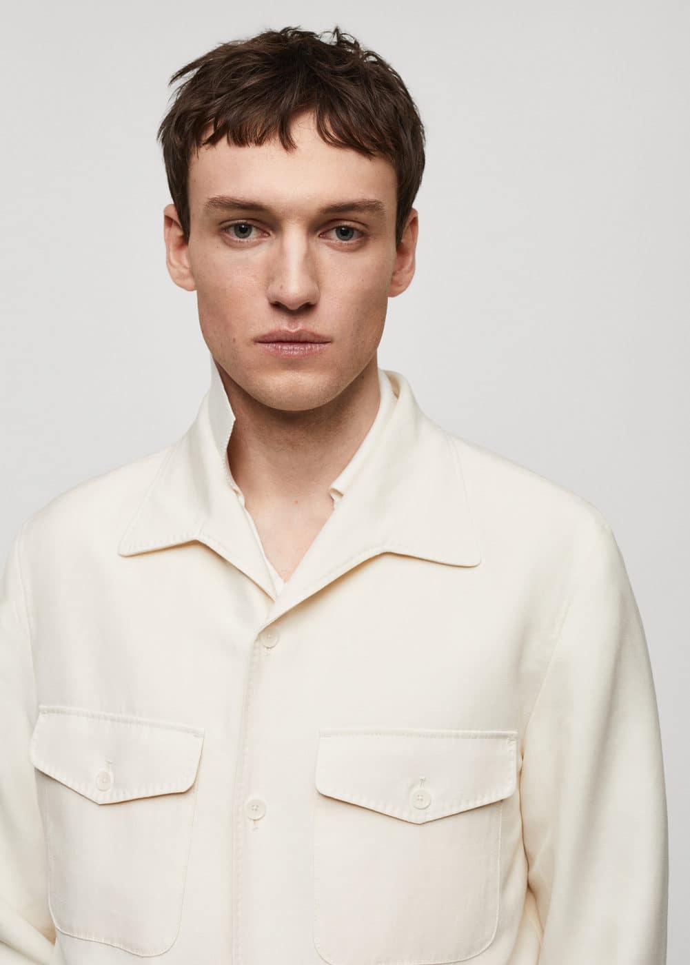 MANGO MAN - Linen overshirt with pockets off whiteMen Product Image