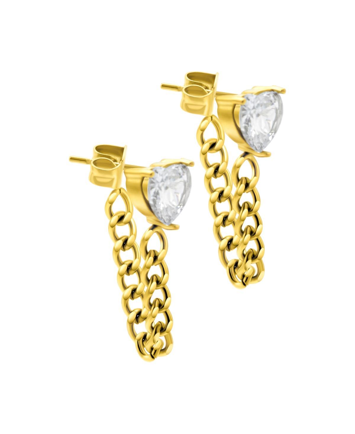 Adornia Womens 14K Gold-Plated Chain and Crystal Heart Wrap Around Earrings Product Image